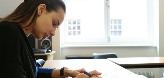 A student sitting an English Language test at Avalon School.