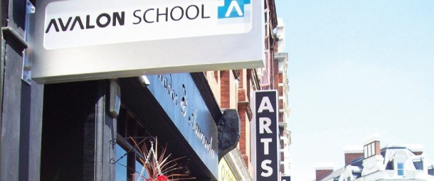 The sign from the front of the Avalon Language School in London.